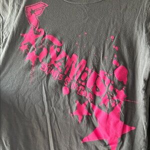 Famous Stars & Straps Women's Gray Tee with Hot Pink Graphic